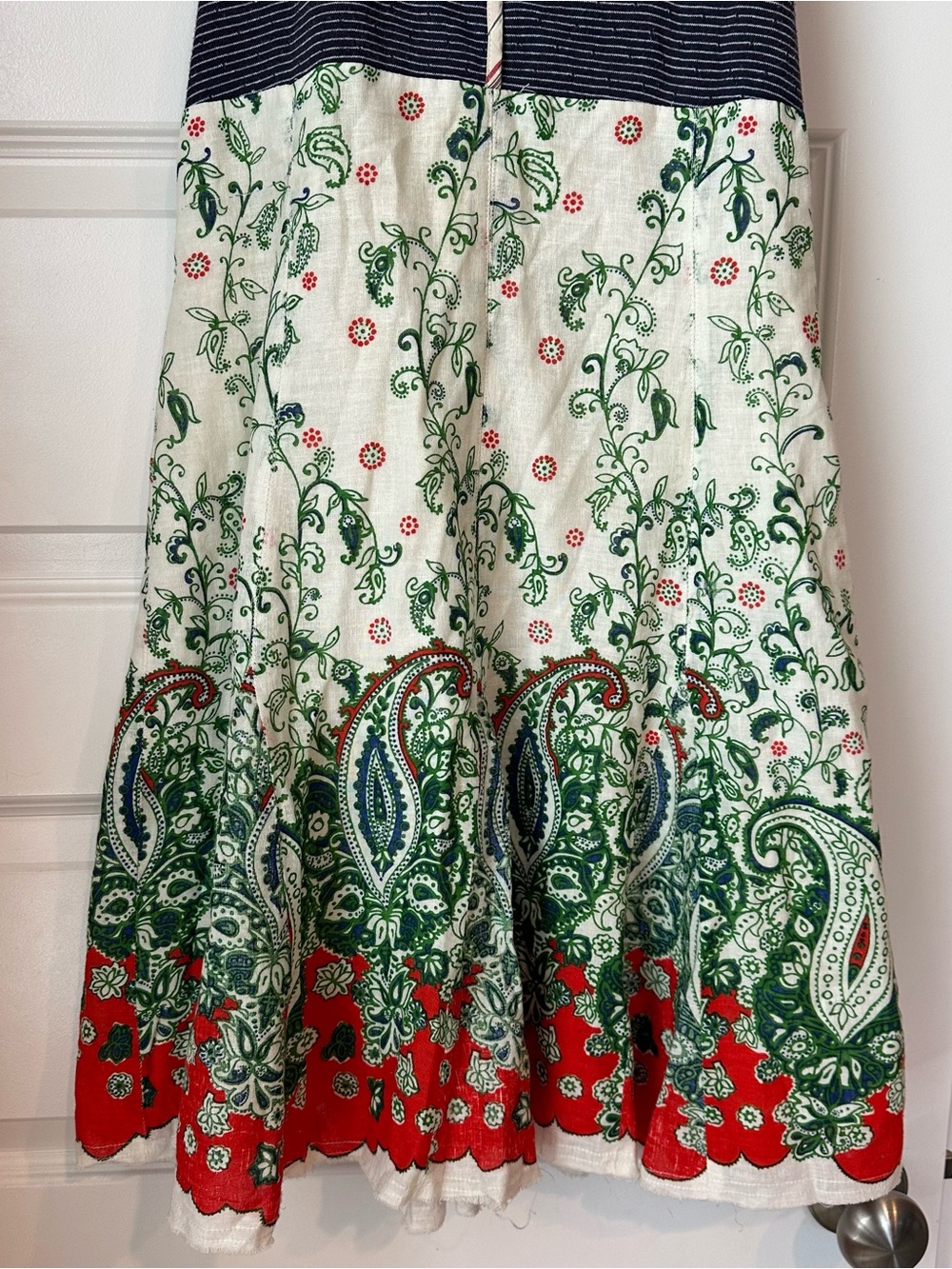 Free People Heartland Paisley Linen Cotton Dress Crochet Back size 6 - Picture 5 of 8